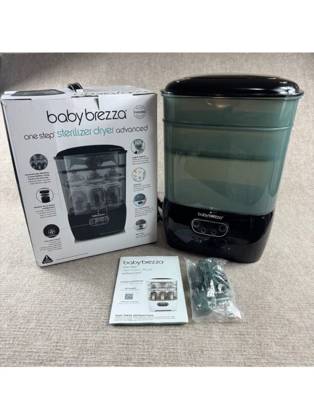 Baby Brezza One Step Sterilizer Dryer Advanced Black Large Capacity Quick Dry